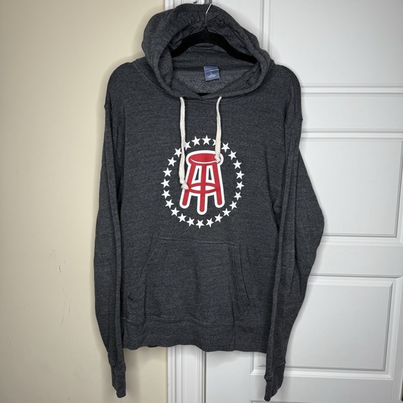 Barstool Sports Hoodie Unisex Large Gray Cotton Polyester Big Logo Pullover - Picture 1 of 7